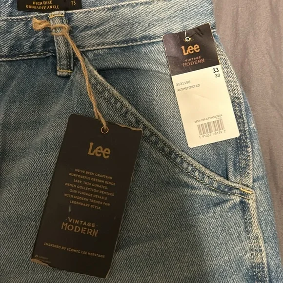 Lee Vintage Modern High Rise Dungaree Ankle Painters Jeans Carpenter - Picture 5 of 11